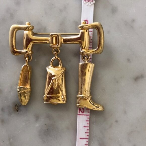 ETIENNE AIGNER Boot, Saddle Bag, Loafer, Bit Brooch/PinGold Tone Vintage… - Picture 16 of 17